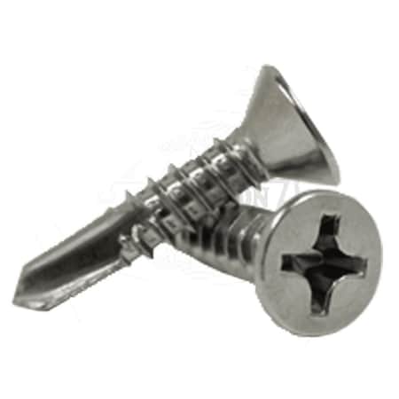 Newport Fasteners Self-Drilling Screw, #14 x 3-1/2 in, Zinc Plated Steel Flat Head Phillips Drive, 1000 PK 523323-1000